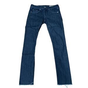 Rag & Bone Women Dark Wash Indigo Cropped Skinny Jeans Size 25 Raw Hem Stretch